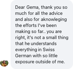 A parent: Thank you so much for all the advice and for acknowledging the efforts I've been making.