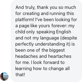 A parent: Thank you so much for creating and running this platform! I've been looking for a page like yours forever.
